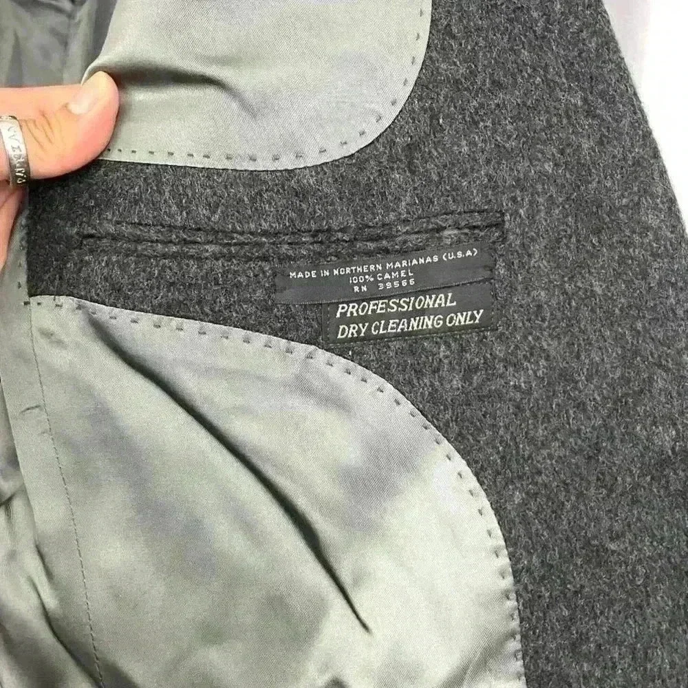 VTG Charcoal 100% Camel‎ Hair Men's Blazer Sports Jacket Lined 40R Made in USA